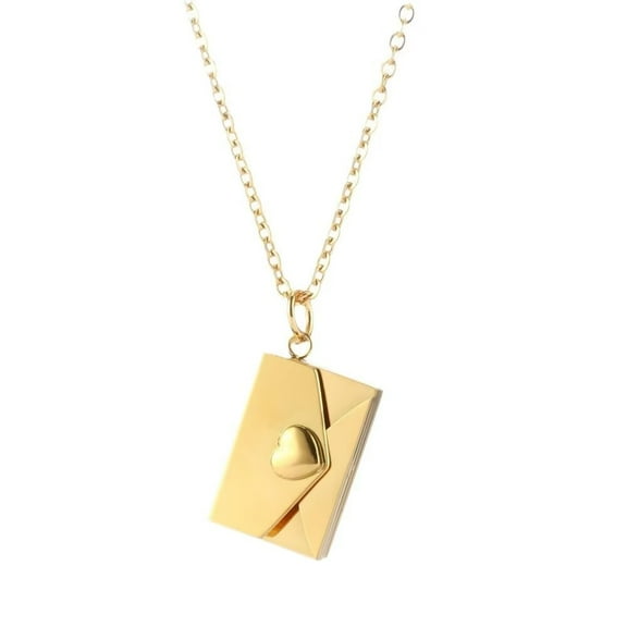 PAURO Women's Stainless Steel Dainty Cute Envelope Pendant Charm Locket Necklaces Openable Gold