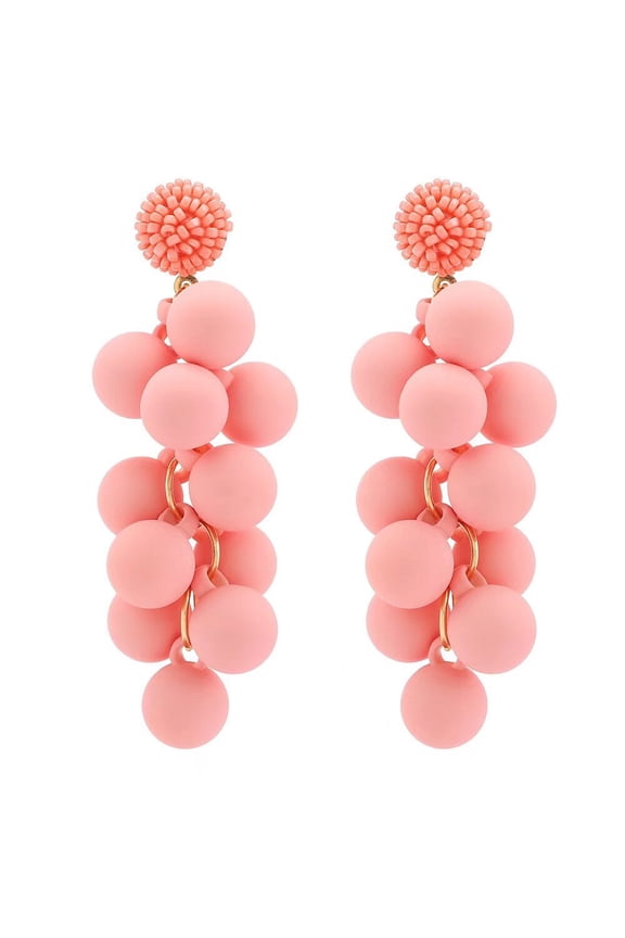 Women's Stainless Steel Dangling Earrings Resin Acrylic Bohemian Style Long Drop Earrings Pink