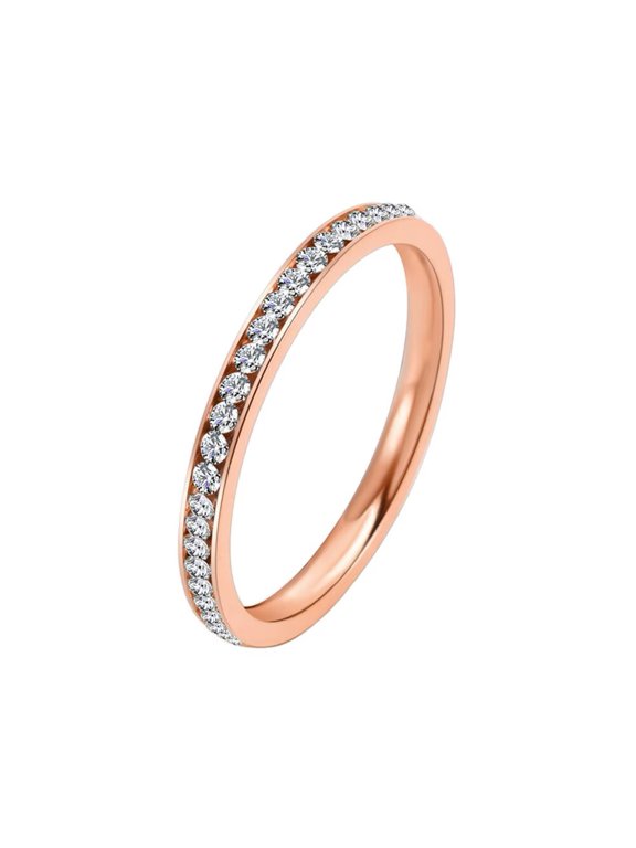 Women's Stainless Steel Engagement Cubic Zirconia Rings Set Stacking Knuckle Finger Ring Rose Gold Size 10