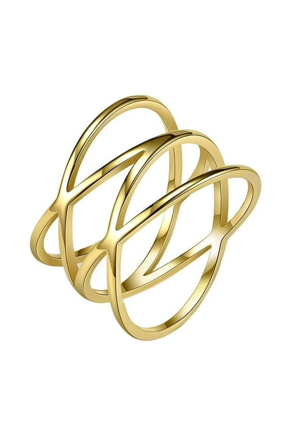 Women's Stainless Steel Hip Hop Hollow Out Cross Plain Statement Ring Gold Size 7