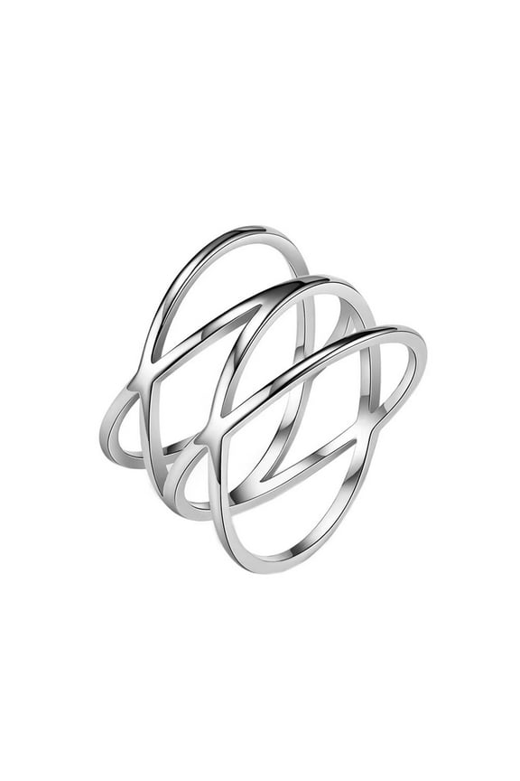 Women's Stainless Steel Hip Hop Hollow Out Cross Plain Statement Ring Silver Size 9