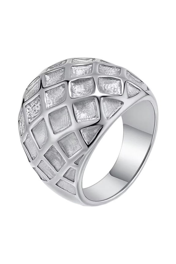 Women's Stainless Steel Honeycomb Pattern Personalization Ring Silver Size 10