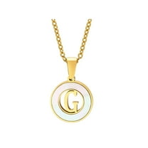 PAURO Women's Stainless Steel Initial Letter Necklace Round Shell Jewelry Accessories G
