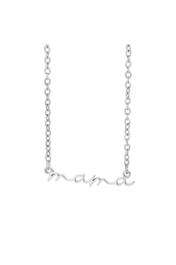 Women's Stainless Steel Minimalist Old English Letter Mama Pendant Charm Chain Necklace Silver
