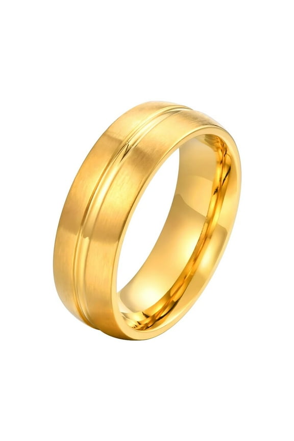 Women's Stainless Steel Ring Fluted Statement Rings 6mm Lightweight Comfortable Rings Gold Size 5