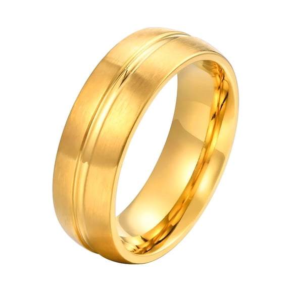 PAURO Women's Stainless Steel Ring Fluted Statement Rings 6mm Lightweight Comfortable Rings Gold Size 6