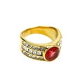 thumbnail image 1 of PAURO Women's Stainless Steel Round Gemstone Ring Gold Plated CZ Micro Pave Ring Red Size 7, 1 of 3