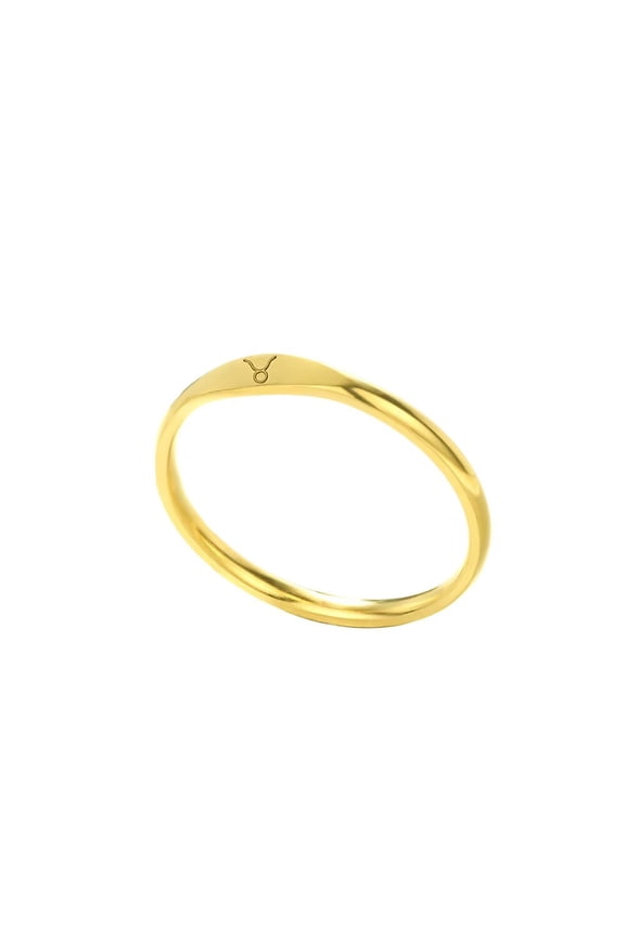 Women's Stainless Steel Signet 12 Constellation Ring Horoscope Zodiac Sign Statement Wedding Band Gold Taurus Size 7