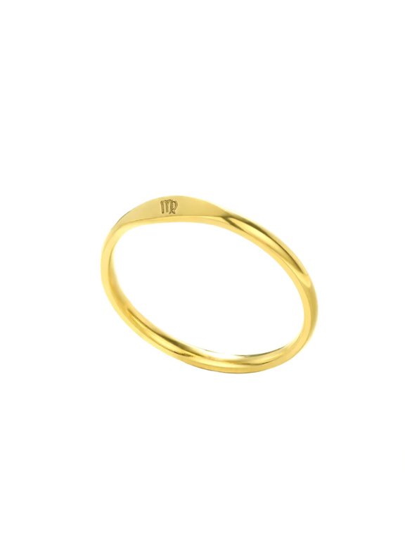 Women's Stainless Steel Signet 12 Constellation Ring Horoscope Zodiac Sign Statement Wedding Band Gold Virgo Size 9