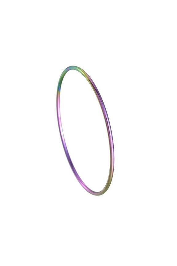 Women's Stainless Steel Stackable 2mm Thin Cuff Bangle Glossy Bracelet Minimalist Jewelry Rainbow