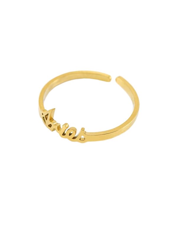 Women's Stainless Steel Zodiac 12 Constellation Stackable Ring for Women Jewelry Accessories Aries