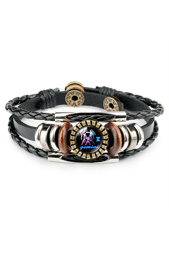 Zodiac Bracelet for Women Men 12 Constellation Beaded Stainless Steel Gold Plated Matching Couple Astrology Horoscope Personalized Gift Jewelry Gemini