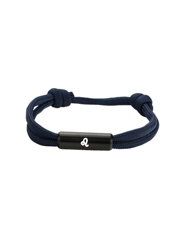 Zodiac Bracelets for Men Women Constellation Braided Cord Horoscope Adjustable Nylon Astrology Star Sign Layered Amulet Couples Unisex Lucky Jewelry Blue-Leo