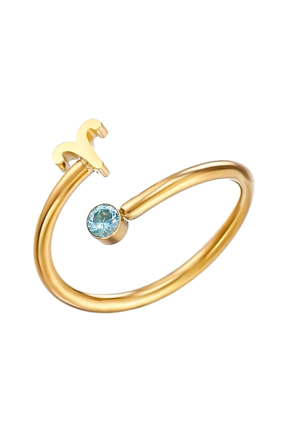 Zodiac Constellation Rings for Women Sign Cute Open Adjustable Cubic Zirconia Horoscope Stainless Steel Personalized Statement Sagittarius Jewelry Aries