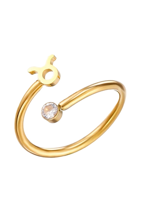Zodiac Constellation Rings for Women Sign Cute Open Adjustable Cubic Zirconia Horoscope Stainless Steel Personalized Statement Sagittarius Jewelry Taurus