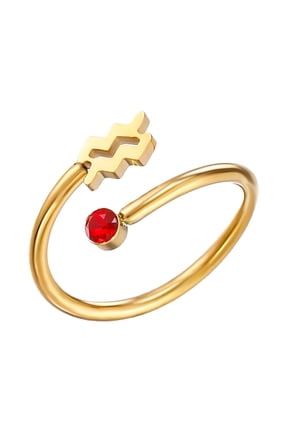 Zodiac Constellation Rings for Women Sign Cute Open Adjustable Cubic Zirconia Horoscope Stainless Steel Personalized Statement Sagittarius Jewelry Aquarius