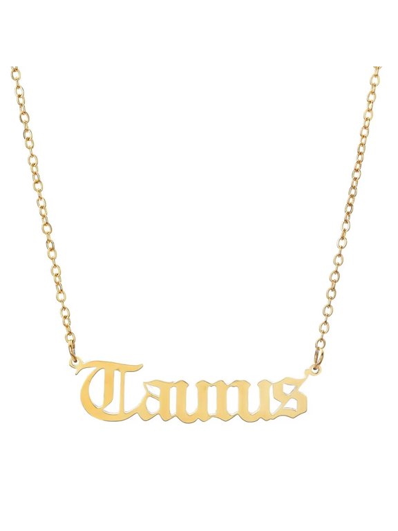 Zodiac Necklace for Women Stainless Steel English Letter Astrology Constellation Sign Pendant Jewelry Gift Gold Taurus