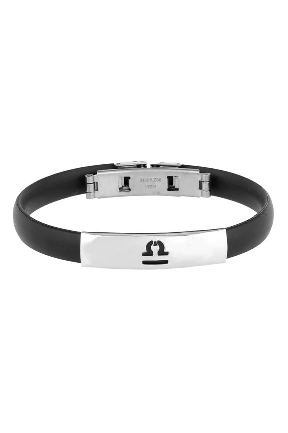 Zodiac Sign Bracelets for Men Black Spirit Astrology Celestial 12 Constellation Wristband Horoscope Stainless Steel Simple Bangle Gifts Jewelry Libra