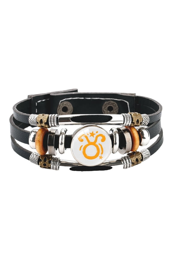 Zodiac Sign Bracelets for Men Women Couples Multi - layered Stainless Steel Horoscope Simple Punk Constellation Braided Wrist Statement Jewelry Taurus