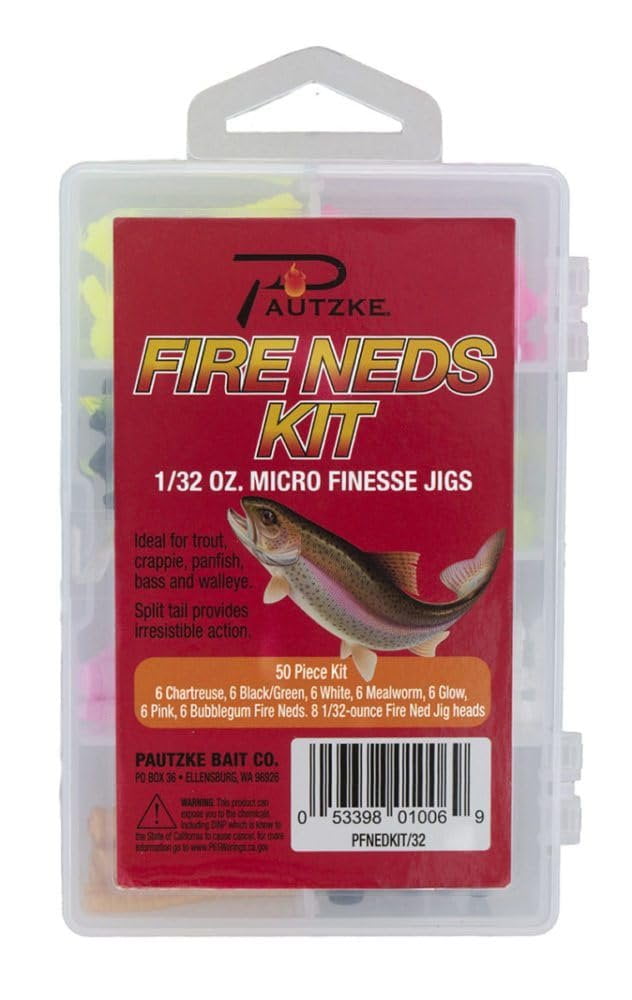 Pautzke Fire Ned 1/32 Fishing Kit with Split Tail Jig for Multi