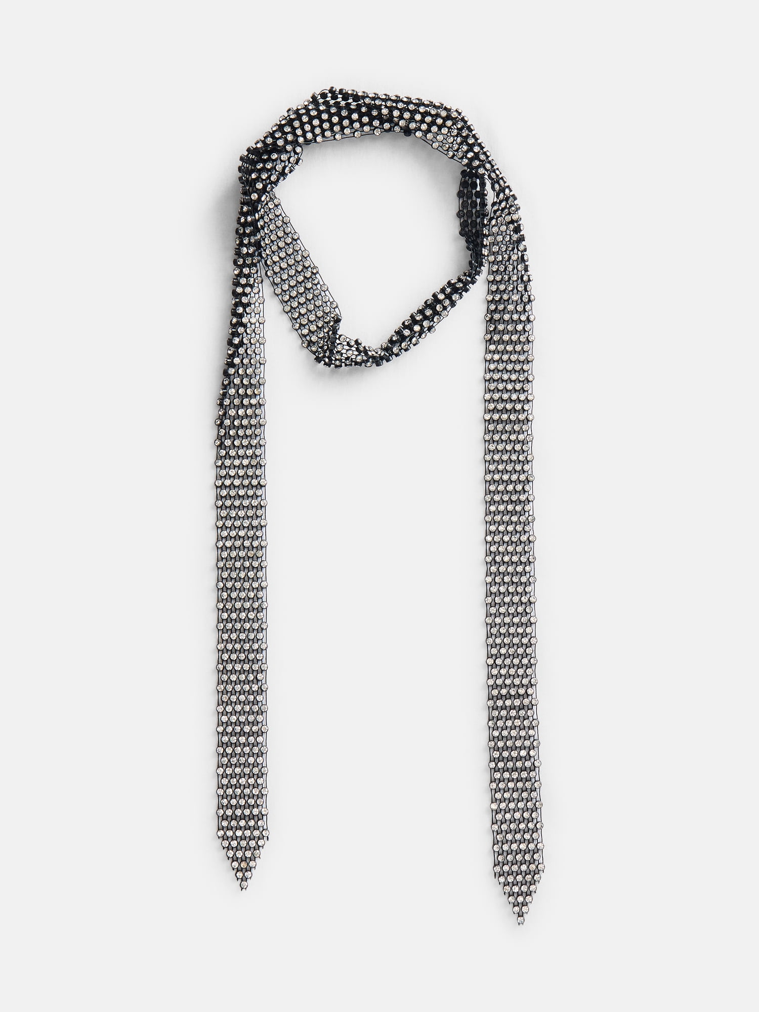 No Boundaries Women's Faux Pave Rhinestone Skinny Scarf, Black
