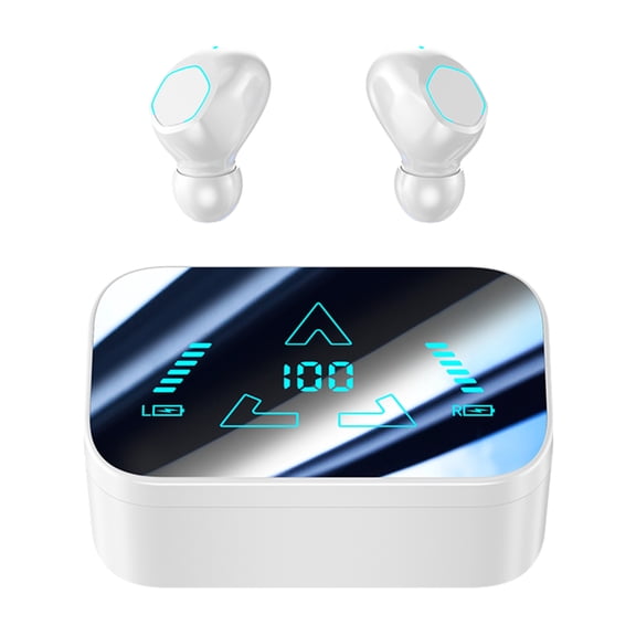 PAVEOS Bluetooth Earphone on Clearance Ture Wireless Bluetooth Headset 5.3 in Ear LED Display Power Hi-fi Noise Reduction Low Delay High-Definition Call Office and Sports White-l