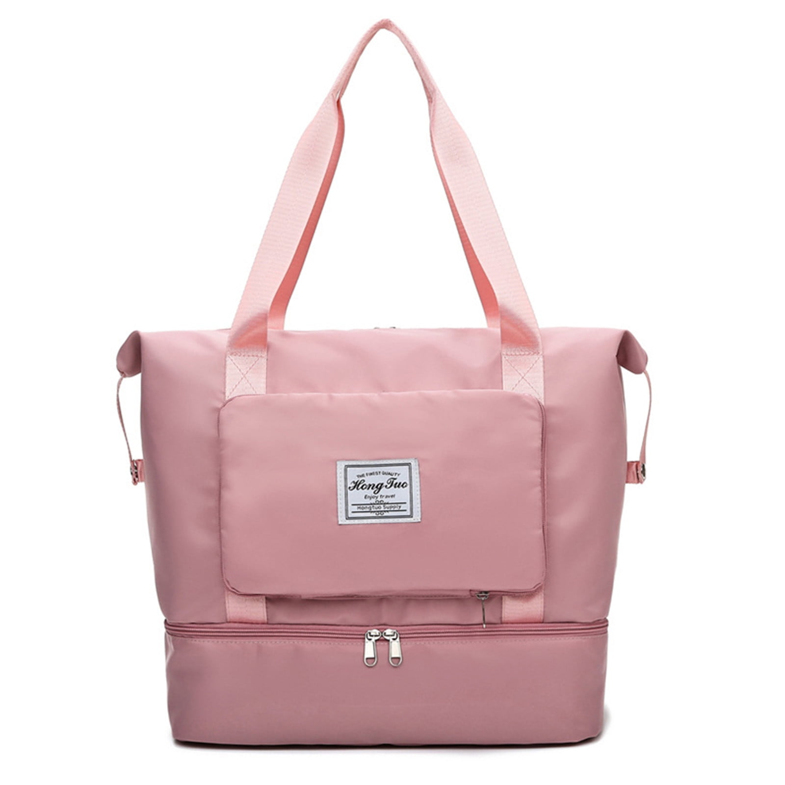 PAVEOS Duffle Bag Women Gym Bag with Separate Shoe Compartment, Sports and Weekend Travel Bag, Men and Women's Large Capacity Lightweight Overnight Bag Gym Bags for Men Pink-a