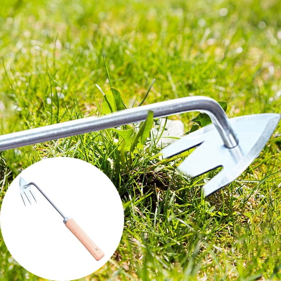 PAVEOS Hoe Garden Tool Weeding Tools, Weeder Remover Stainless Steel Pulling Tools Gardening Hoe Rake Agricultural Tools Small Hoe Loosening Garden Weeding Tool for Yard