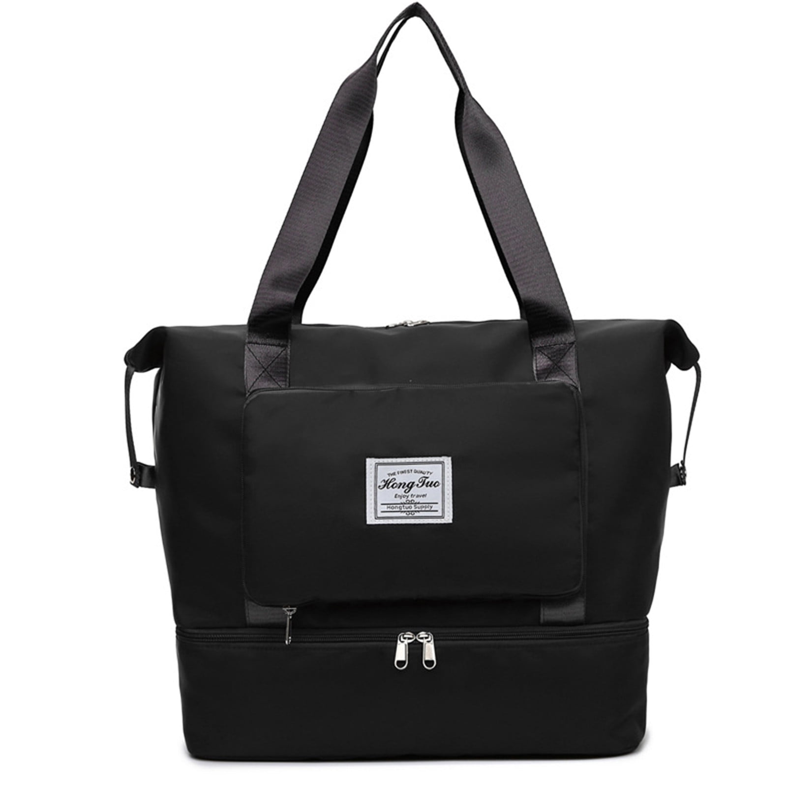 PAVEOS Sports Bag Gym Bag with Separate Shoe Compartment, Sports and Weekend Travel Bag, Men and Women's Large Capacity Lightweight Overnight Bag Small Gym Bag for Women Black