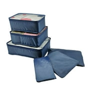 PAVEOS Travel Backpack Travel Clothing Sorting and Storage Bag Portable Large Capacity Luggage Classification 6 Piece Storage Bag Travel Accessories Small Backpack Navy