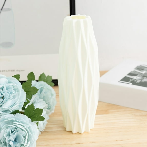 PAVEOS White Vase for Flowers, Plastic Shatterproof Flower Vases Decorative Vases for Bedroom, Office, Living Room & Shelf Centerpiece Table