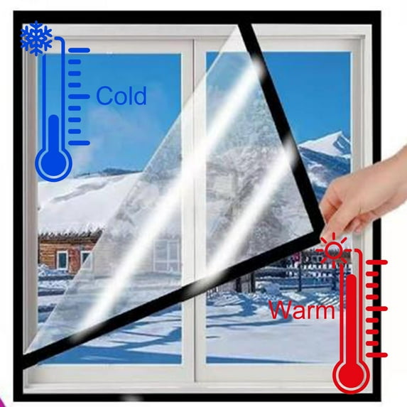 PAVEOS Window Insulation for Winter, 39.37"x70.87" Transparent Film with Hook & Loop Adjustable Opening and Closing Window Cover Thermal Insulation Cover for Winterizing