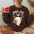 thumbnail image 1 of PAVIG Boo-Jee Ghost Halloween Sweatshirt, Leopard Coffee Bougie Crewneck, 1 of 7