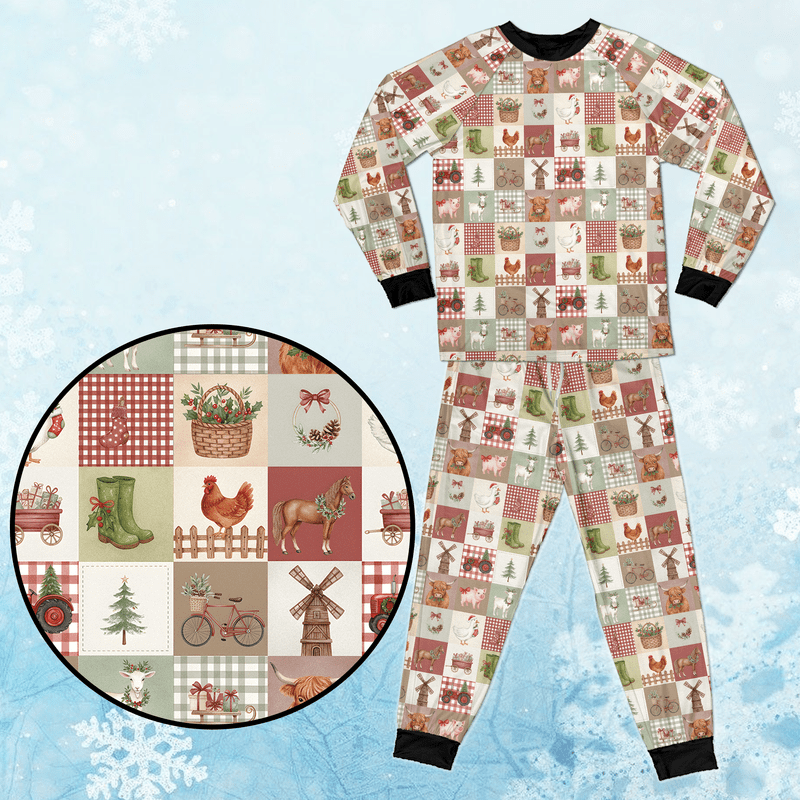 PAVIG Christmas Farmhouse Pajama Set, Rustic Farm Animal Tractor ...