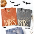 thumbnail image 1 of PAVIG Mr Mrs Halloween Couple Matching Bat Spiderweb Garment-Dyed Tee, 1 of 7