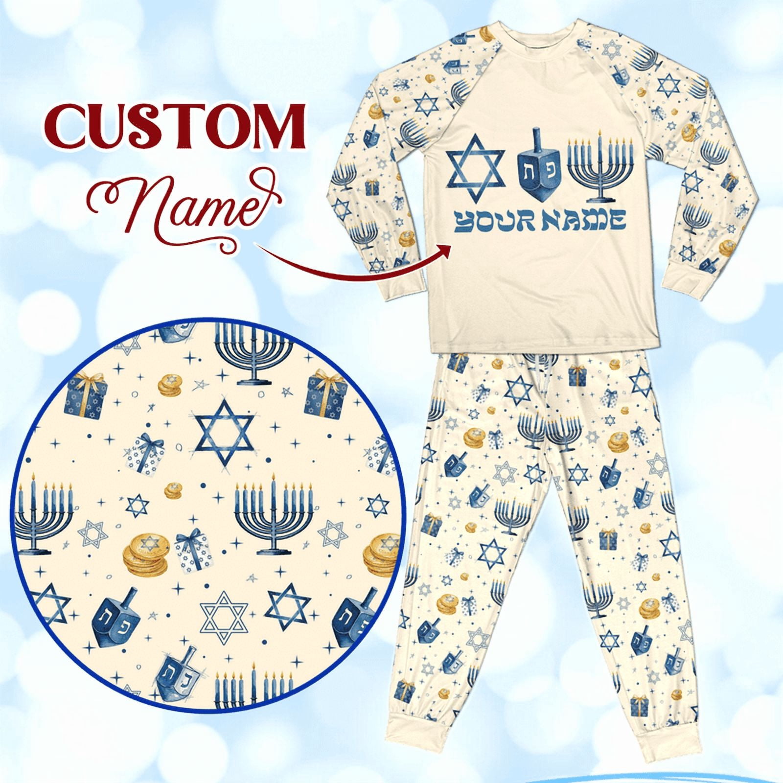 PAVIG Personalized Hanukkah Pajama Set, Holiday Festival of Lights ...