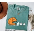 thumbnail image 1 of PAVIG Pumpkin Chasing Ghosts Halloween Shirt, Retro Arcade Garment-Dyed Tee, 1 of 8