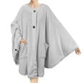 thumbnail image 1 of PAVILIA Angel Wrap Poncho Blanket for Women | Plush Warm Wearable Blanket Gift, Fleece Shawl Cape with Pom Pom Fringe and Pockets, Cozy Gifts for Women (Light Gray), 1 of 6