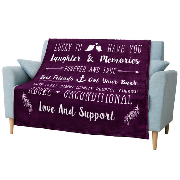 PAVILIA Best Friend Blanket, Friendship Gifts for Women Birthday Soul Sister Long Distance Bestie, Soft Cozy Fleece Throw Blanket with Sentimental Thoughtful Quotes, BFF Stuff Gift Idea, Purple