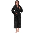 thumbnail image 1 of PAVILIA Black Women Robe Fleece Plush Soft, Fluffy Fuzzy Cozy Warm Lightweight Bathrobe, Shower Spa House Long Robe for Women, S/M, 1 of 9
