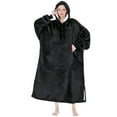thumbnail image 1 of PAVILIA Blanket Hoodie for Women Black, Sherpa Wearable Blanket Men, Cozy Oversized Sweatshirt Blanket, Warm Fleece Hooded Blanket Sweater with Sleeves and Giant Pocket, Adult Long, Black, 1 of 8