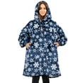 thumbnail image 1 of PAVILIA Blanket Hoodie for Women Blue, Sherpa Wearable Blanket Men, Cozy Oversized Sweatshirt Blanket, Warm Fleece Hooded Blanket Sweater with Sleeves and Two Big Pocket, Blue Snowflake, 1 of 9