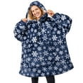 thumbnail image 1 of PAVILIA Blanket Hoodie for Women Blue, Sherpa Wearable Blanket Men, Cozy Oversized Sweatshirt Blanket, Warm Fleece Hooded Blanket Sweater with Sleeves and Giant Pocket, Blue Snowflake, 1 of 8
