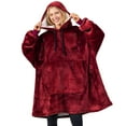 thumbnail image 1 of PAVILIA Blanket Hoodie for Women Burgundy, Sherpa Wearable Blanket Men, Cozy Oversized Sweatshirt Blanket, Warm Fleece Hooded Blanket Sweater with Sleeves and Giant Pocket, Wine Red, 1 of 9