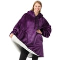 thumbnail image 1 of PAVILIA Blanket Hoodie for Women Purple, Sherpa Wearable Blanket Men, Cozy Oversized Sweatshirt Blanket, Warm Fleece Hooded Blanket Sweater with Sleeves and Two Big Pocket, Purple, 1 of 9