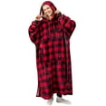 thumbnail image 1 of PAVILIA Blanket Hoodie for Women Red, Sherpa Wearable Blanket Men, Cozy Oversized Sweatshirt Blanket, Warm Fleece Hooded Blanket Sweater with Sleeves and Giant Pocket, Adult Long, Checker Red, 1 of 9