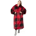 thumbnail image 1 of PAVILIA Blanket Hoodie for Women Red, Sherpa Wearable Blanket Men, Cozy Oversized Sweatshirt Blanket, Warm Fleece Hooded Blanket Sweater with Sleeves and Two Big Pocket, Adult Long, Plaid Red, 1 of 9