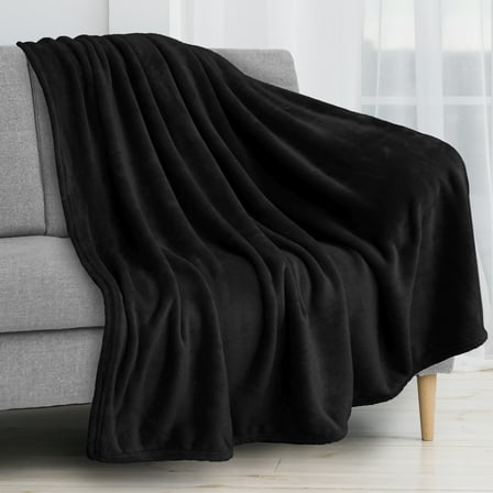 PAVILIA Fleece Blanket Throw | Super Soft, Plush, Luxury Flannel Throw | Lightweight Microfiber Blanket for Sofa Couch Bed 50 x 60 Inches Black