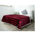 thumbnail image 1 of PAVILIA Buffalo Plaid Sherpa Blanket Queen | Fuzzy Red Black Checkered Flannel Fleece Blanket for Couch Bed | Fluffy Warm Soft Christmas Plush Microfiber Blanket | 90x90, 1 of 7