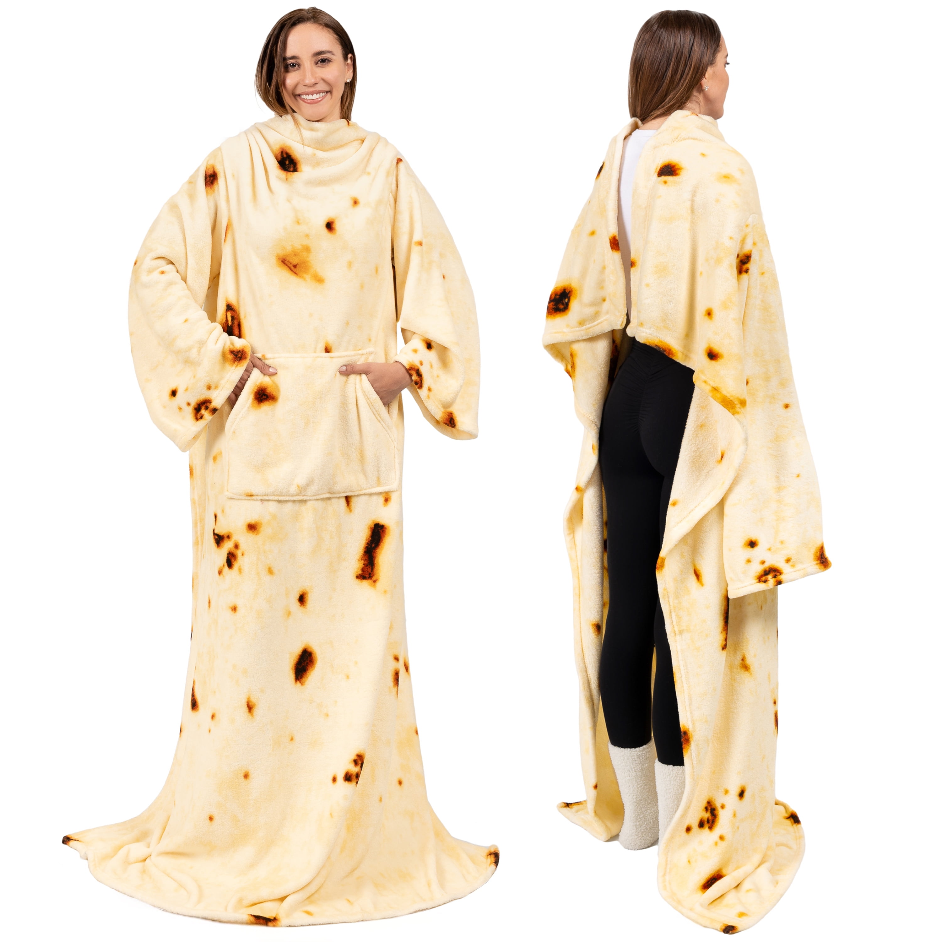 PAVILIA Burrito Fleece Wearable Blanket with Sleeves for Adults Women Men, Soft Warm Full Body Wrap Throw, Sweatshirt Pocket, Cozy Pullover Robe Blanket with Arm, Gifts for Christmas Mom Wife